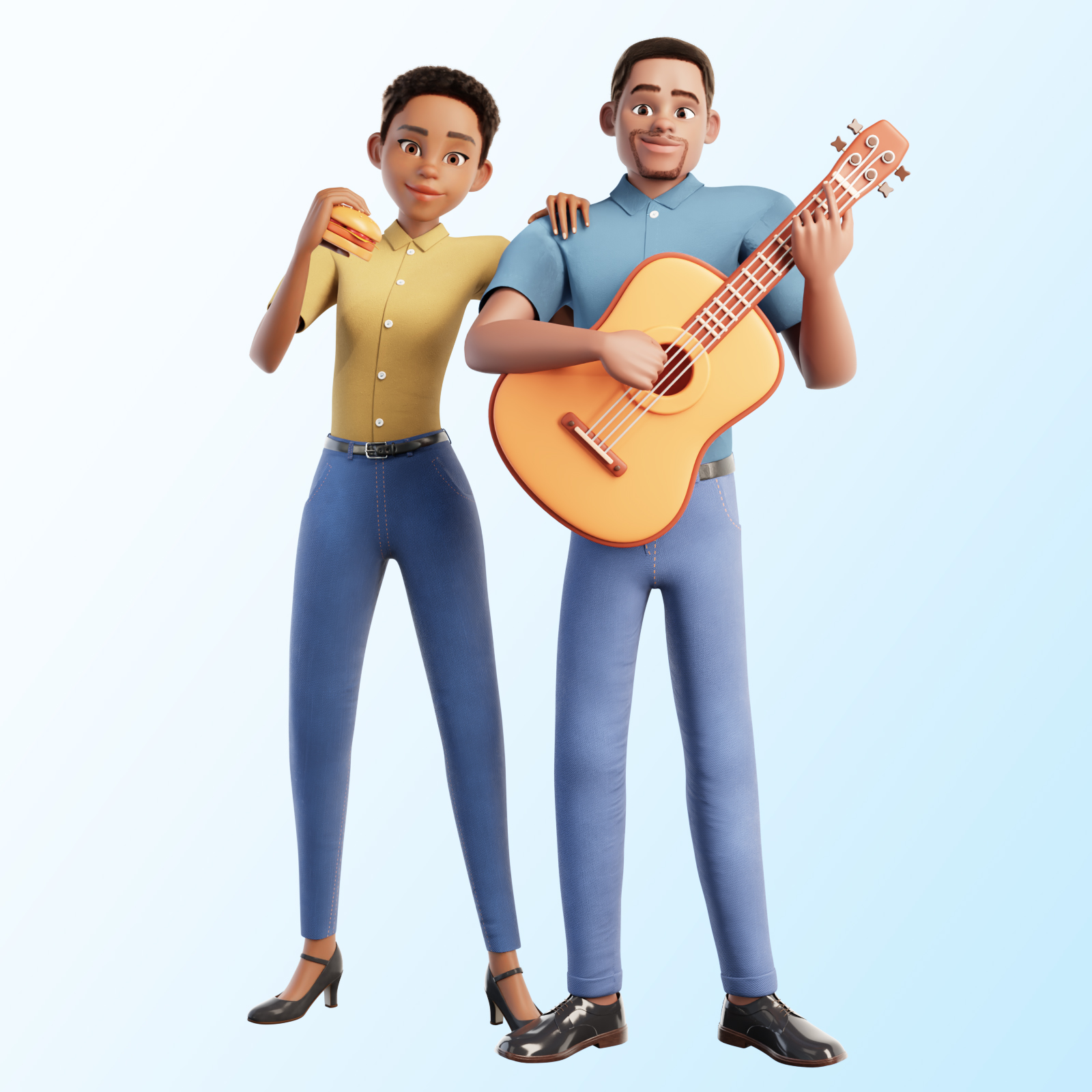 Adults Cartoon Black Family 3D models